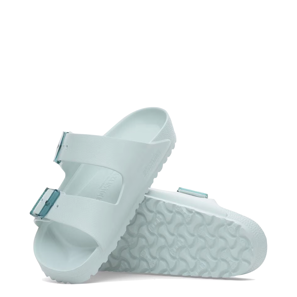 Top-down and bottom view of Birkenstock Arizona EVA Stealth Buckle Sandal for women.