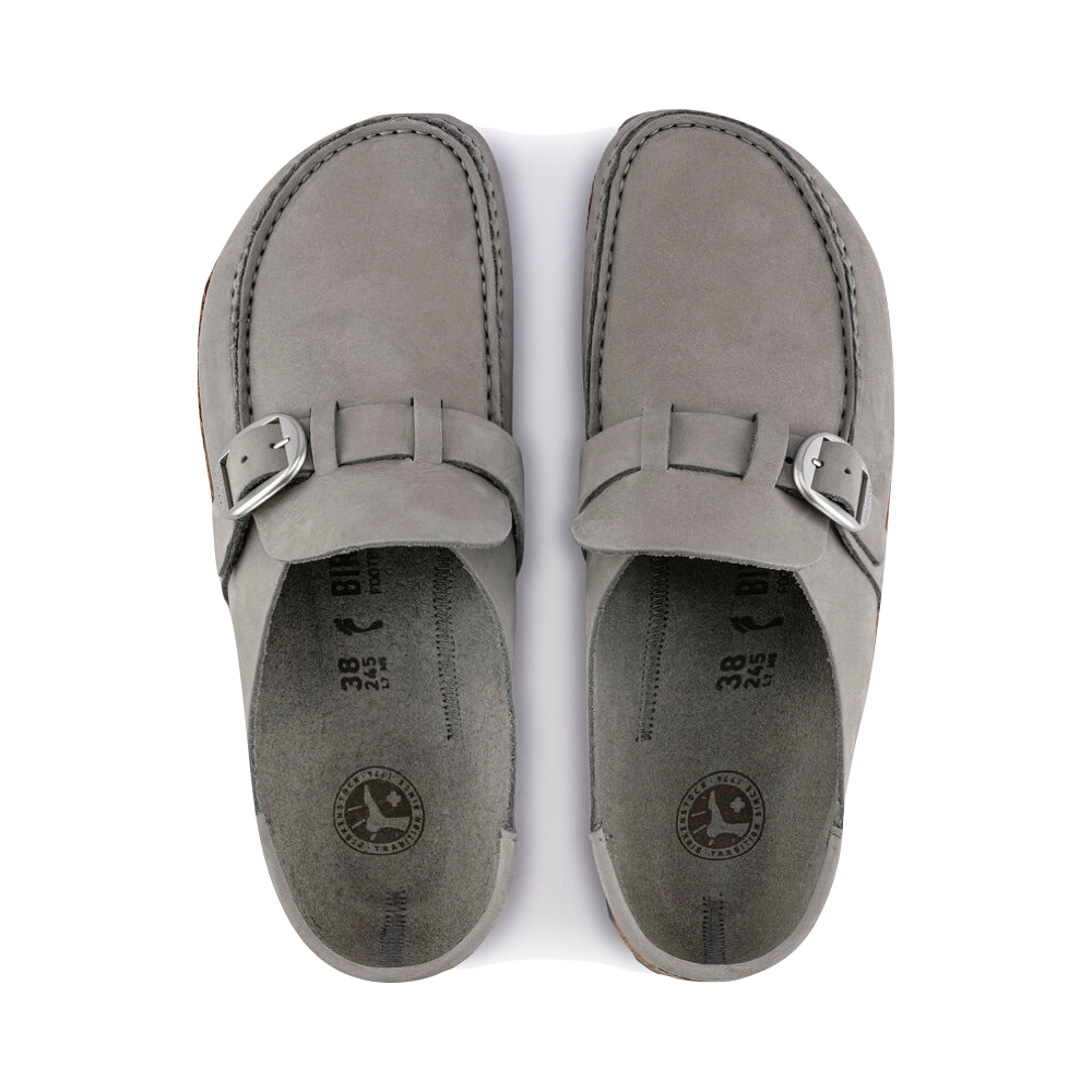 Top-down view of Birkenstock Buckley Suede Clog for women.