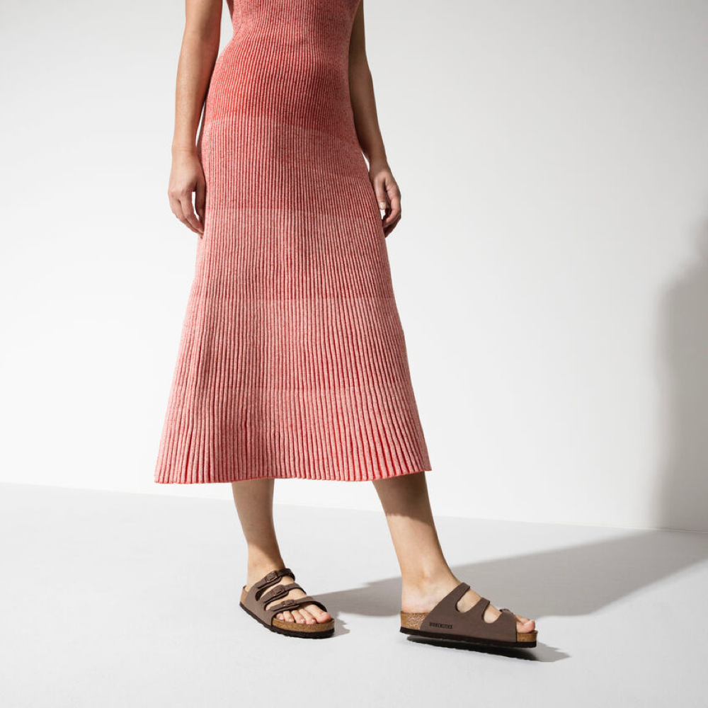 Model view of Birkenstock Florida Soft Footbed Birkibuc Sandal for women.