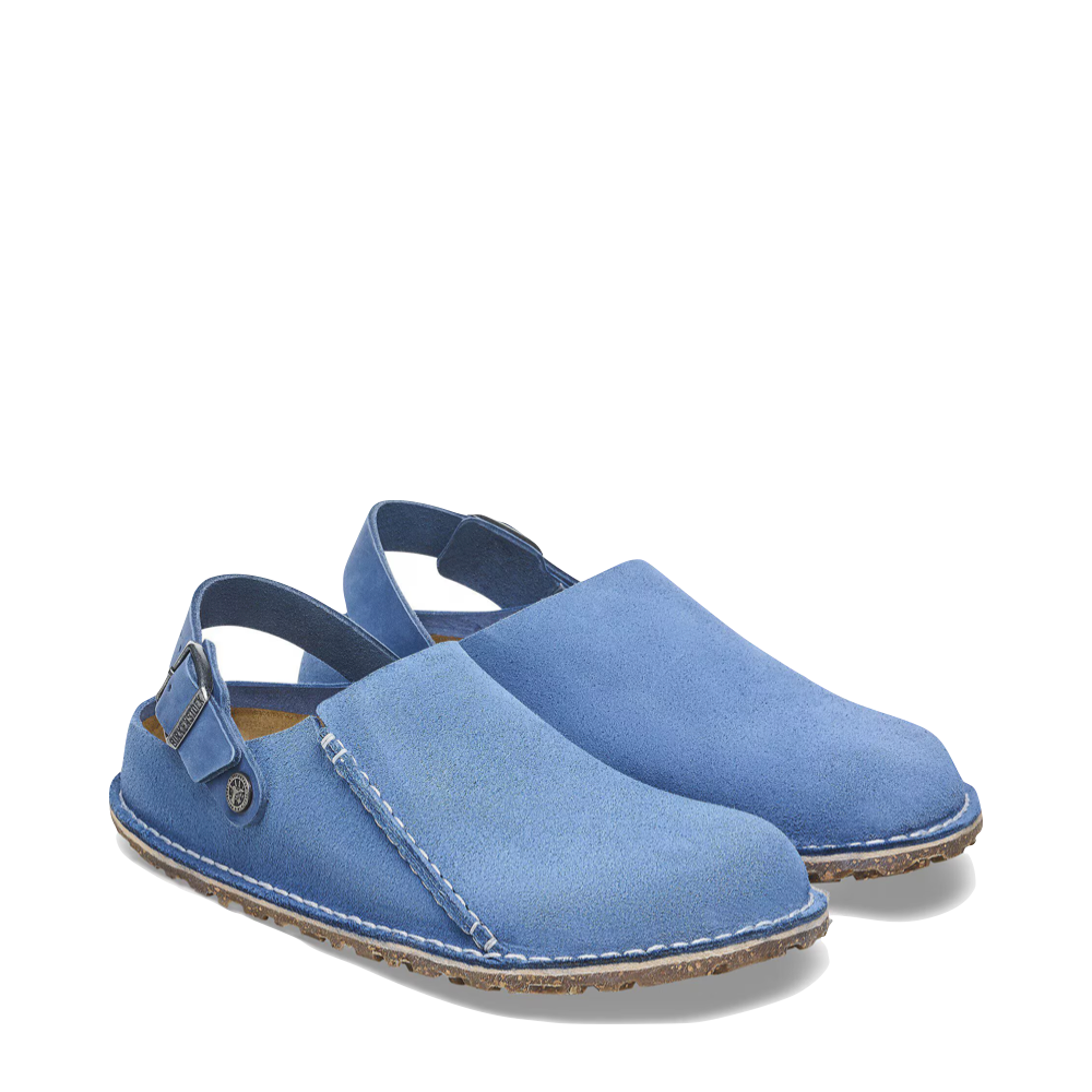 Toe view of Birkenstock Lutry Premium Suede Leather Clog for women.
