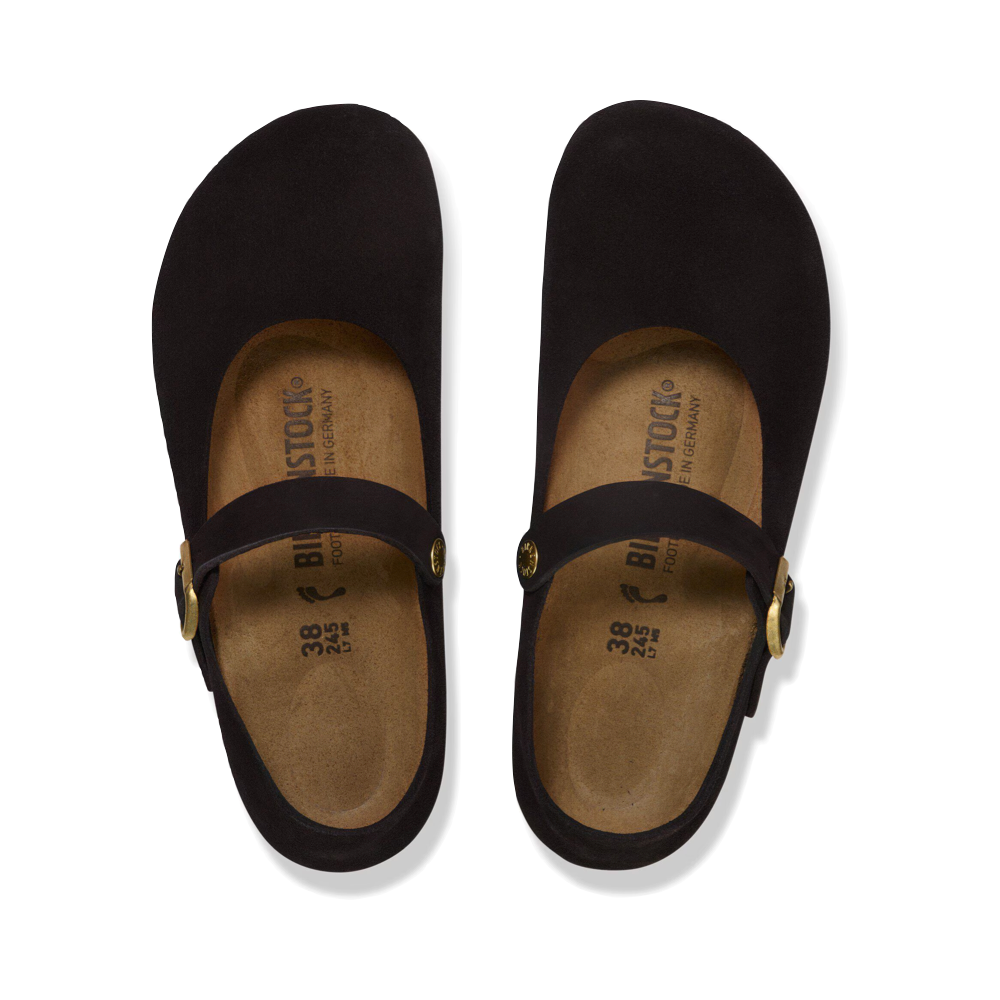 Top-down view of Birkenstock Mantova Suede Leather Mary Jane for women.