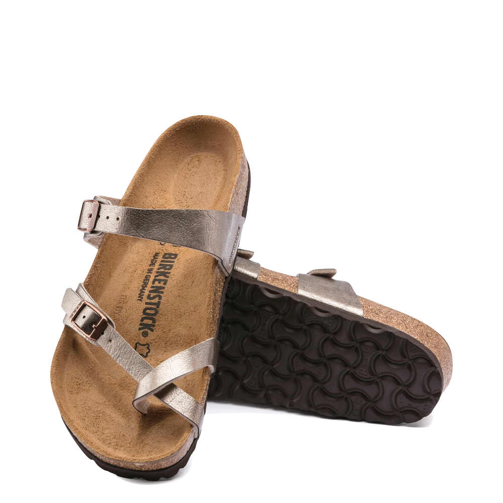 Top-down and bottom view of Birkenstock Mayari Birko-Flor Toe Loop Sandal for women.