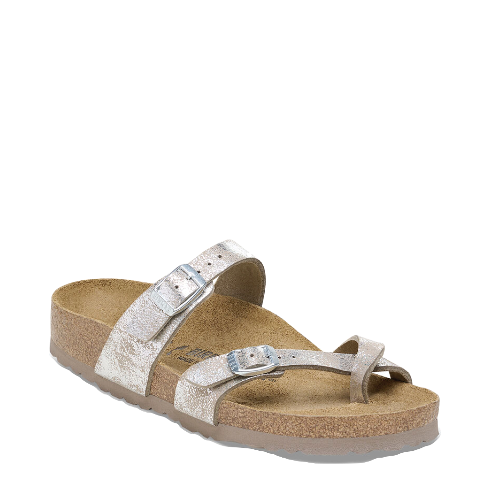 Birkenstock Women s Mayari Toe Loop Sandal Washed Metallic Silver Tau V A Bootery INC