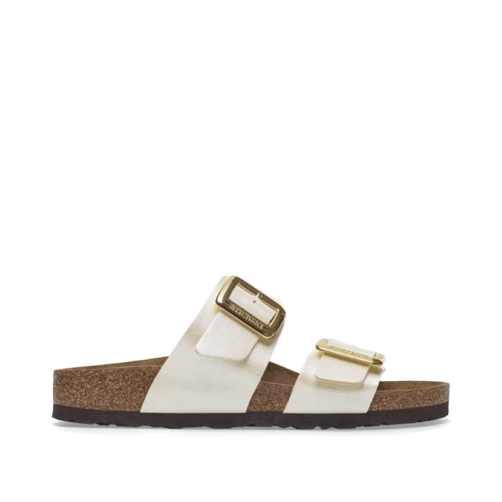 Side (right) view of Birkenstock Sydney Luxe Buckle Birko-Flor Sandal for women.