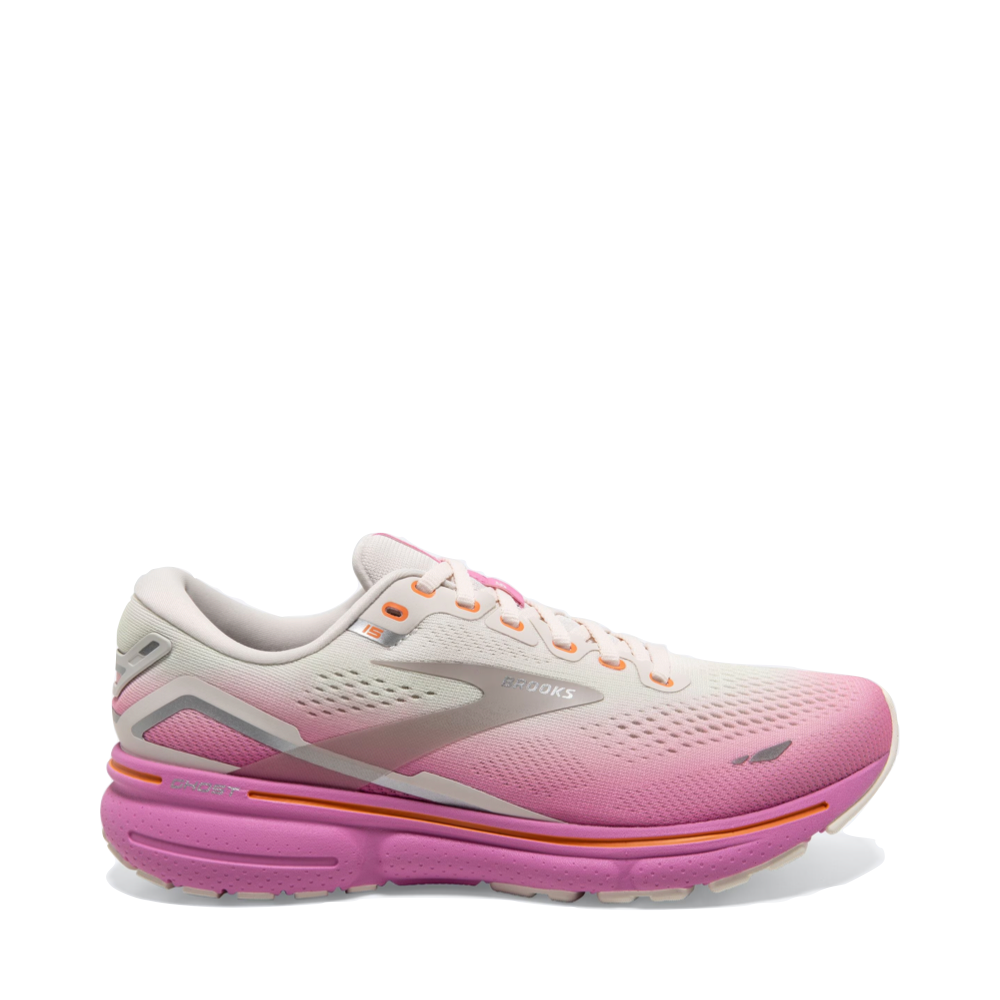 Side (right) view of Brooks Ghost 15 for women.