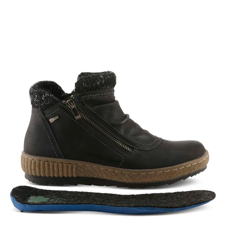 Spring Step Women's Cleora Side Zip Water Resistant Boot in Black