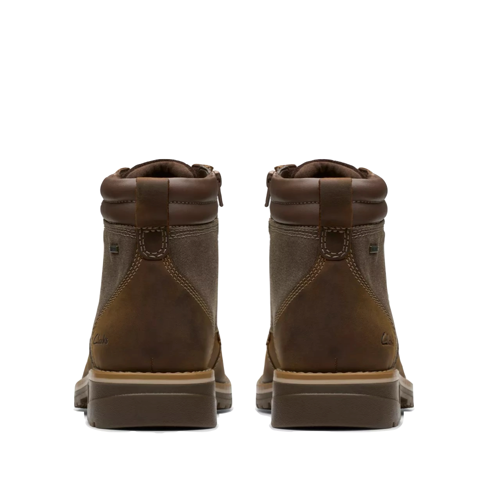 Back view of Clarks Morewell Zip Waterproof Leather Boot for men.