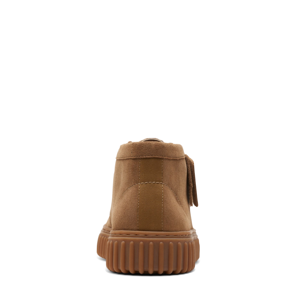 Back view of Clarks Torhill Hi Suede Moc Toe Lace Boot for men.