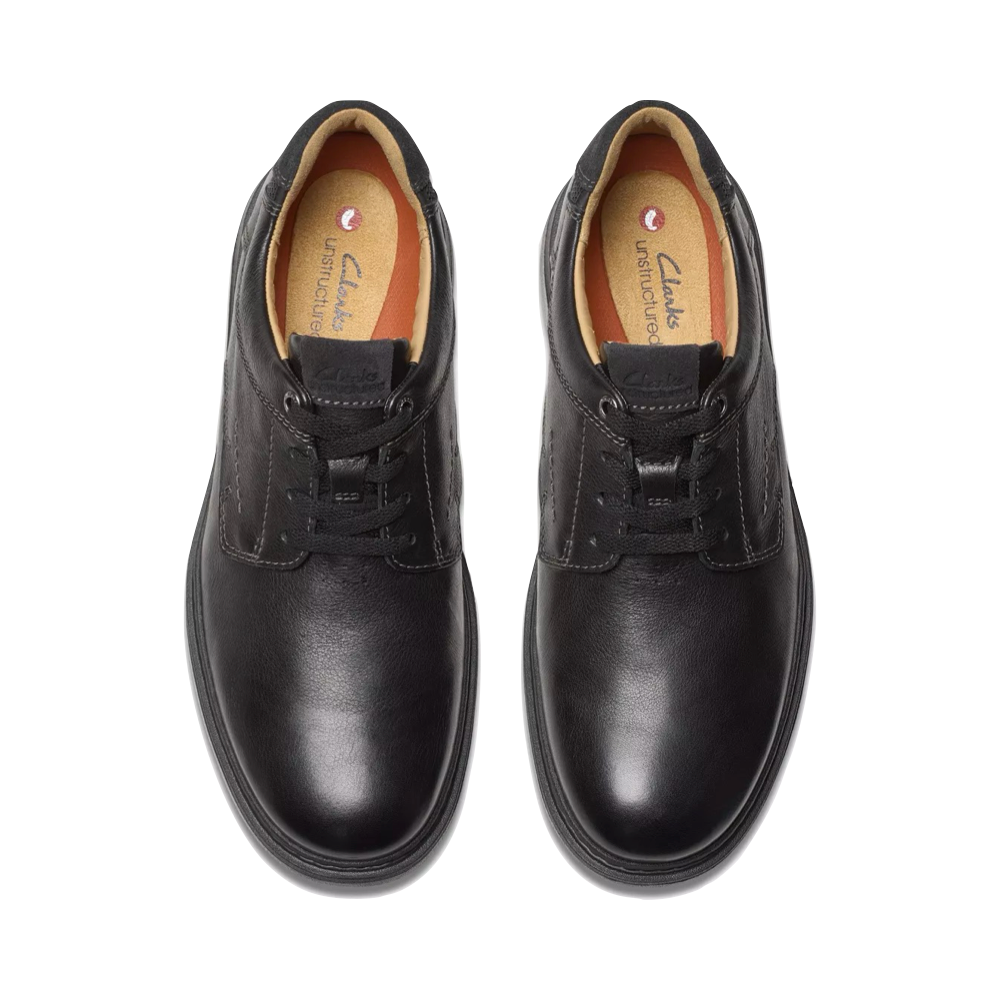 Top-down view of Clarks Un Briley Leather Lace Shoe for mens.