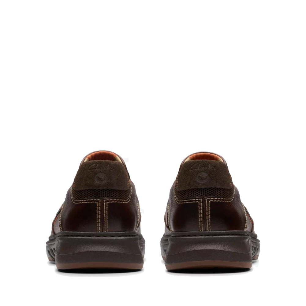 Back view of Clarks Un Briley Step Leather Slip On Shoe for men.