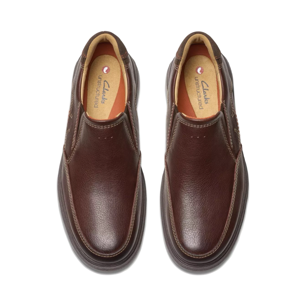 Top-down view of Clarks Un Briley Step Leather Slip On Shoe for men.
