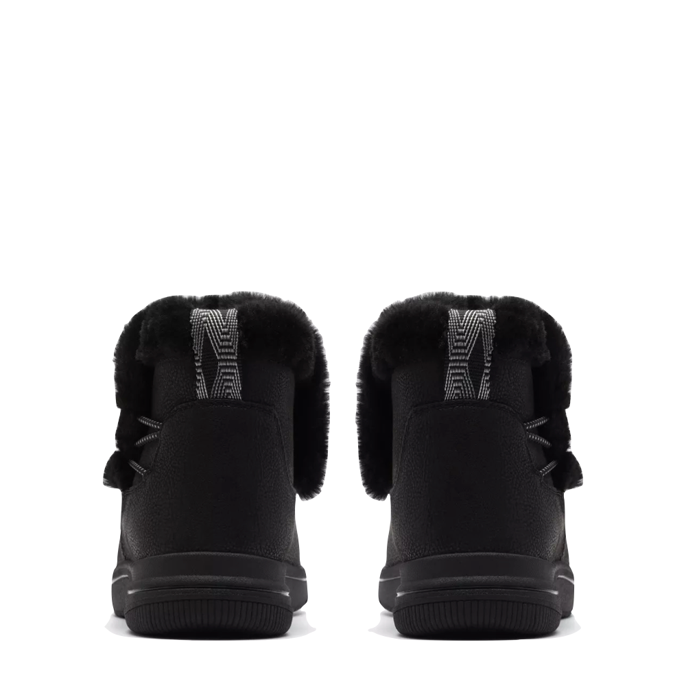 Back view of Clarks Breeze Fur Boot for women.