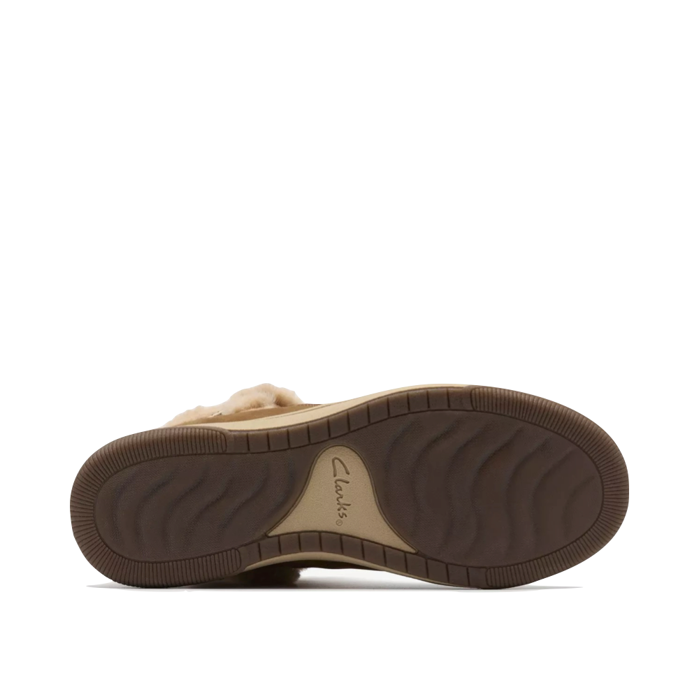 Bottom view of Clarks Breeze Fur Boot for women.