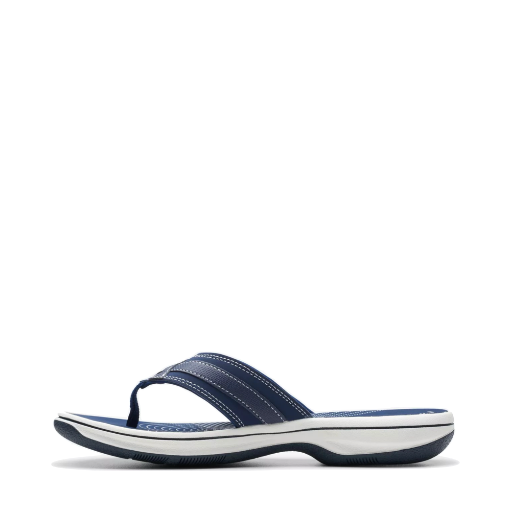 Side (left) view of Clarks Breeze Sea 2 Flip Thong Sandal for women.