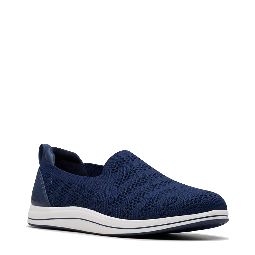 Mudguard and Toe view of Clarks Breezey Izzy Slip On for women.
