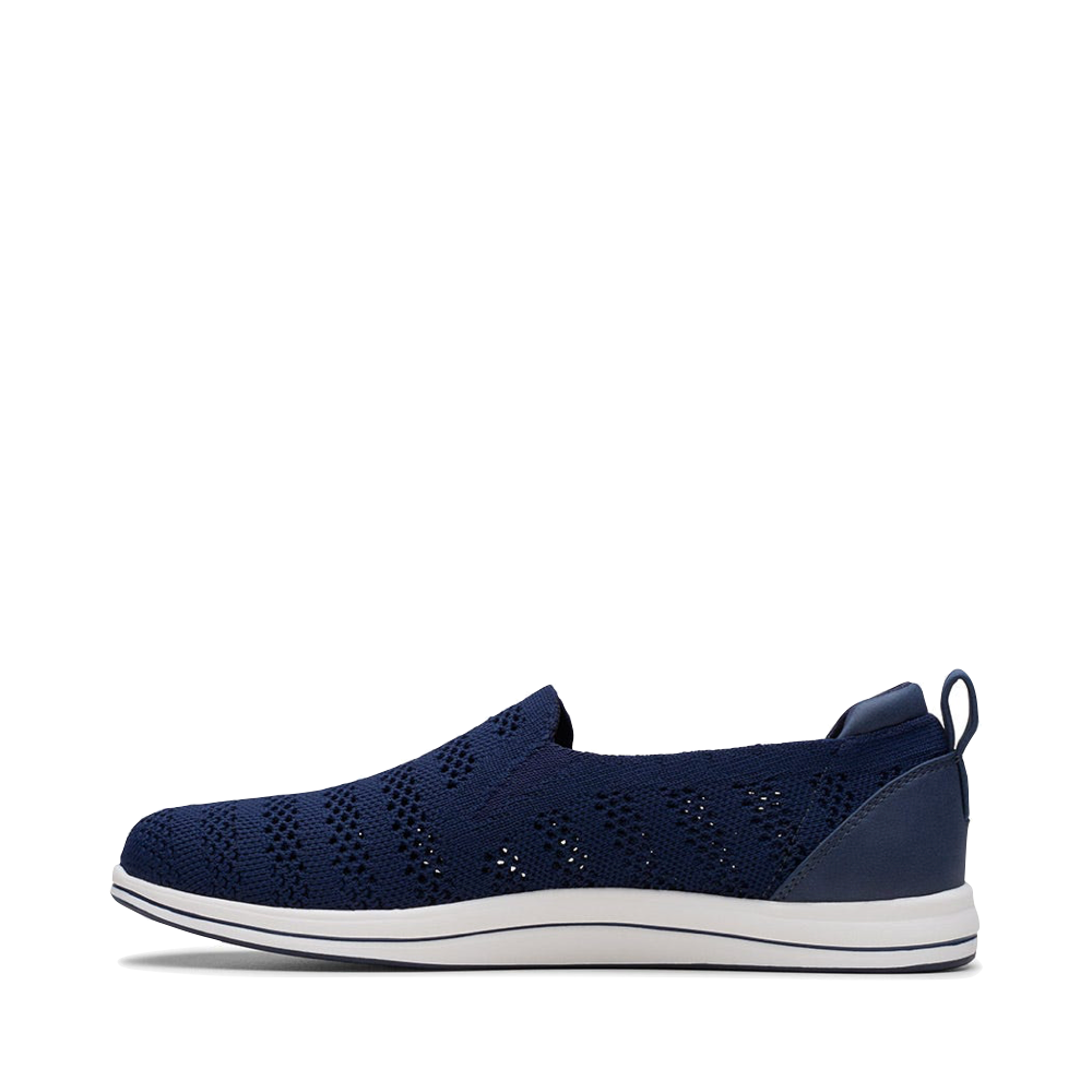 Side (left) view of Clarks Breezey Izzy Slip On for women.