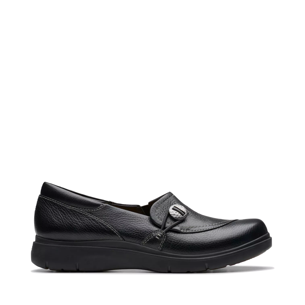 Side (right) view of Clarks Certina Ease Leather Loafer for women.