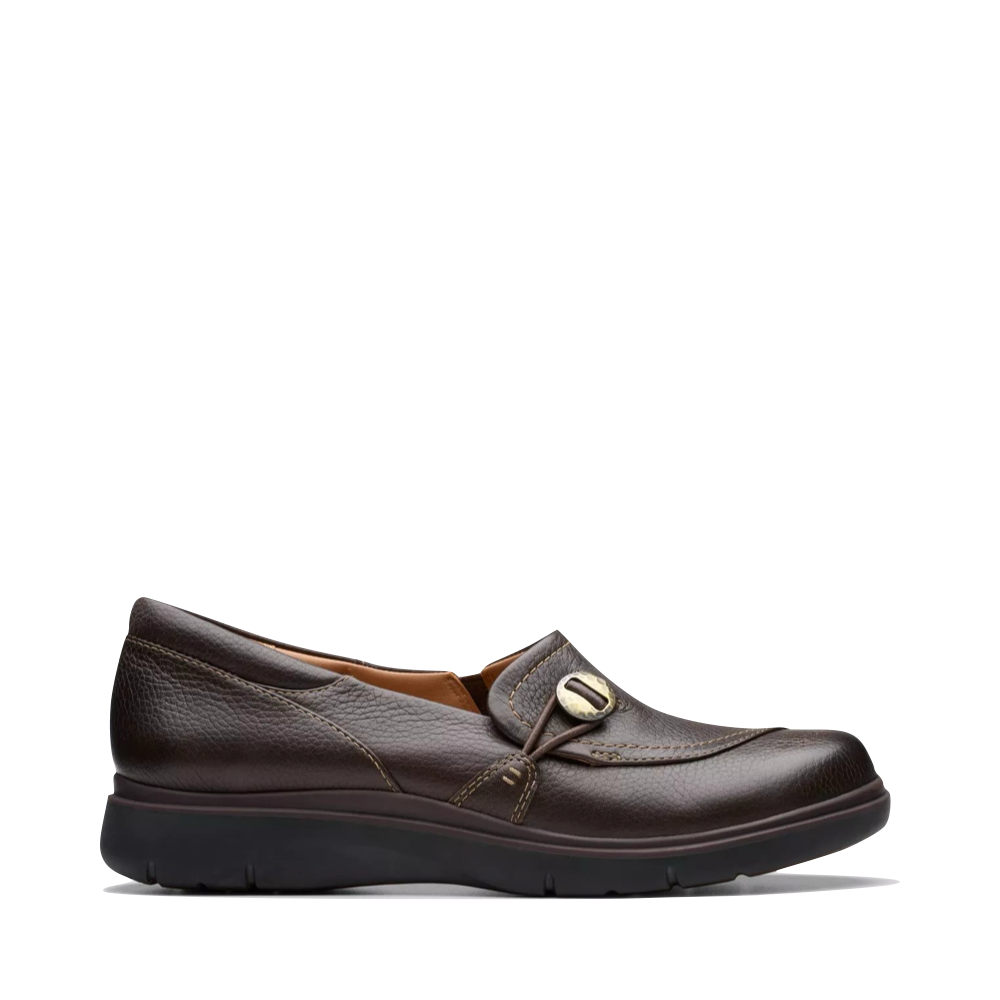 Side (right) view of Clarks Certina Ease Leather Loafer for women.
