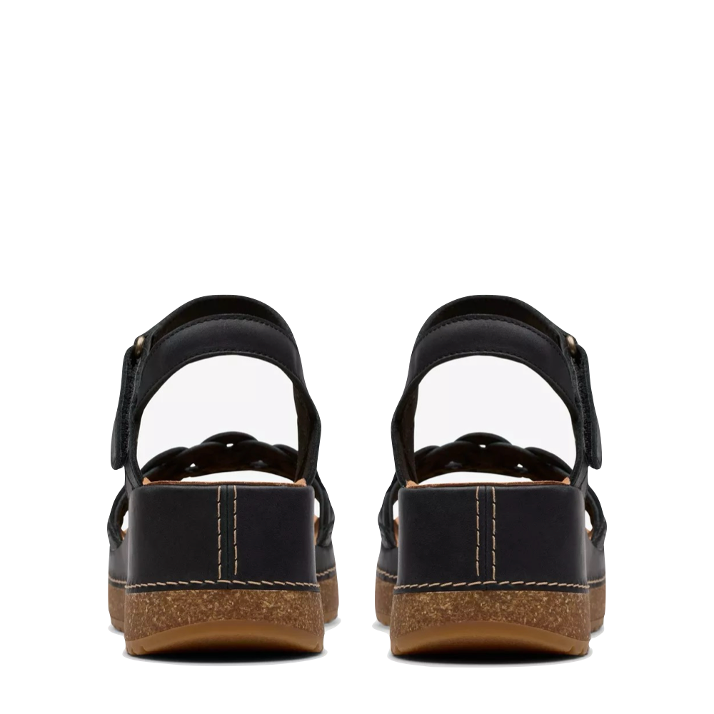 Back view of Clarks Kassandra Bar Wedge Sandal for women.
