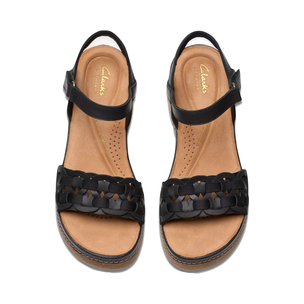 Top-down view of Clarks Kassandra Bar Wedge Sandal for women.