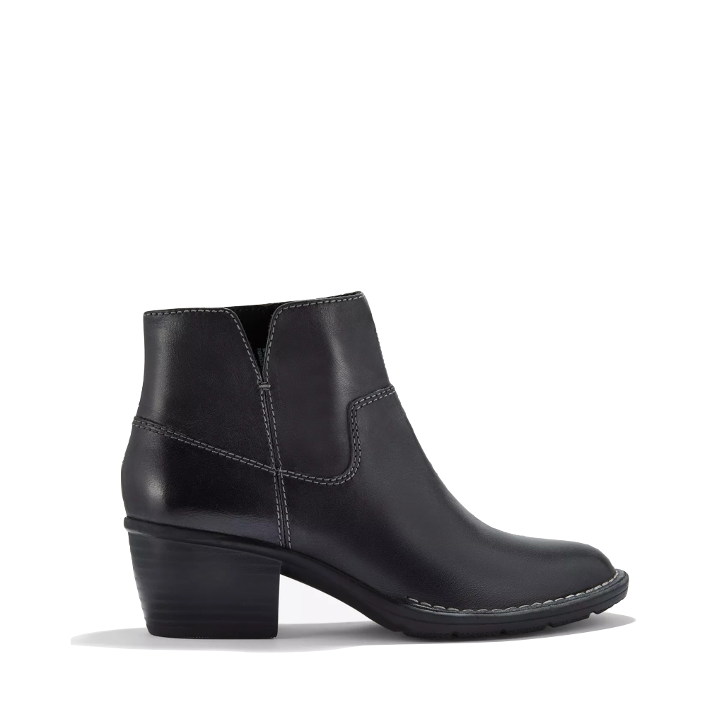 Side (right) view of Clarks Kastela Top Ankle Boot for women.