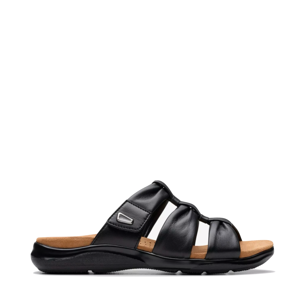 Side (right) view of Clarks Kitly Slide Sandal for women.