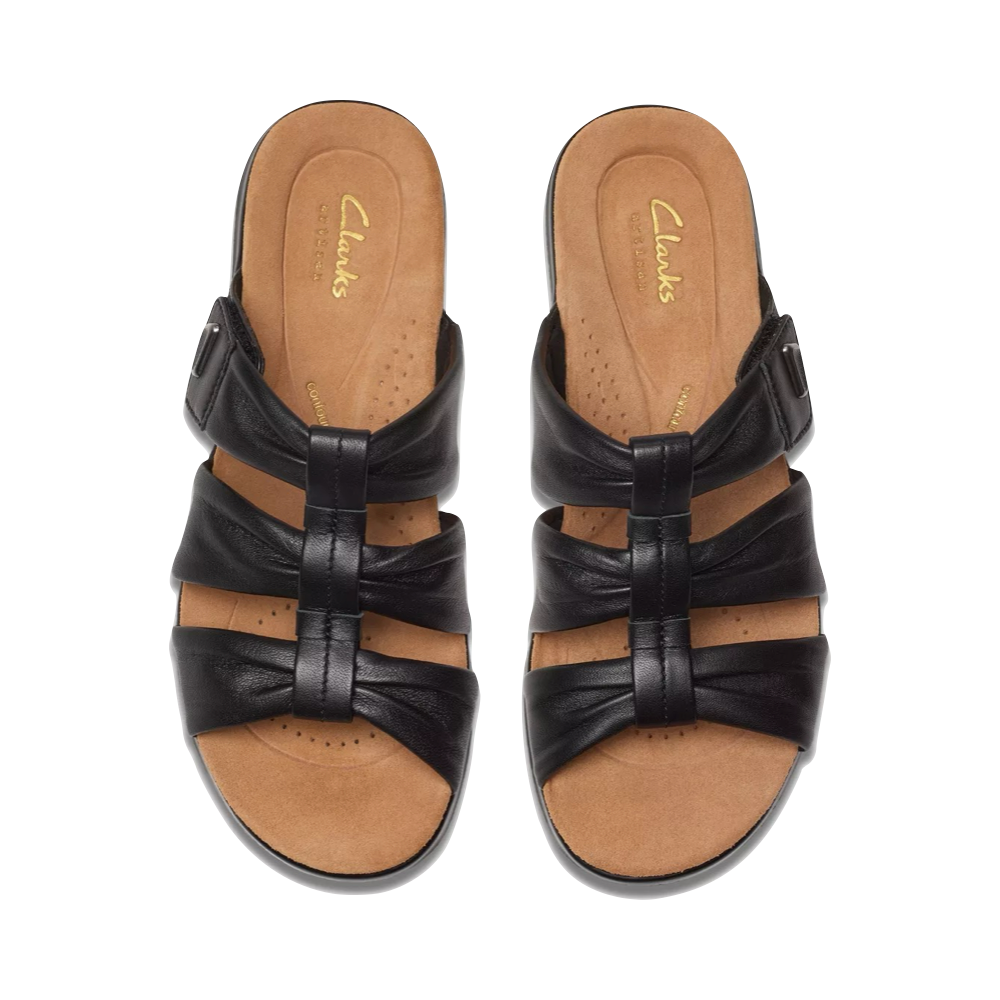 Top-down view of Clarks Kitly Slide Sandal for women.