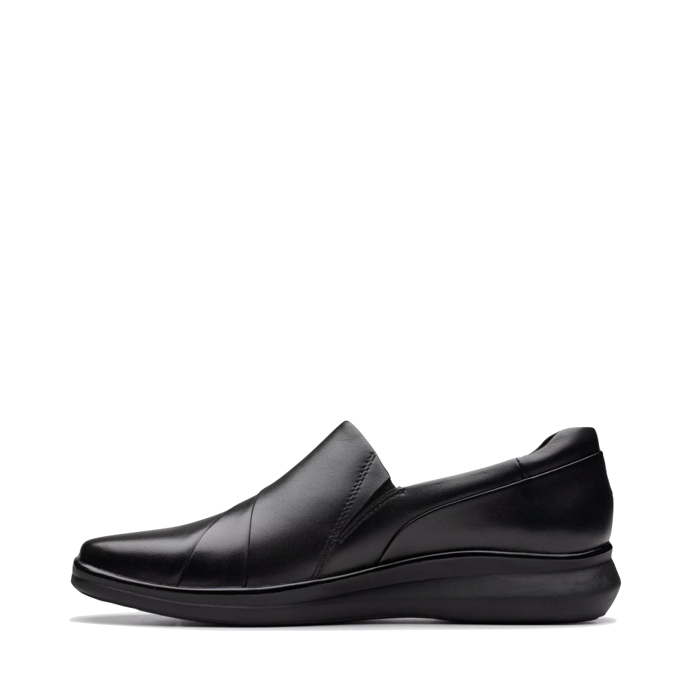 Side (left) view of Clarks Lynell Leather Slip On for women.