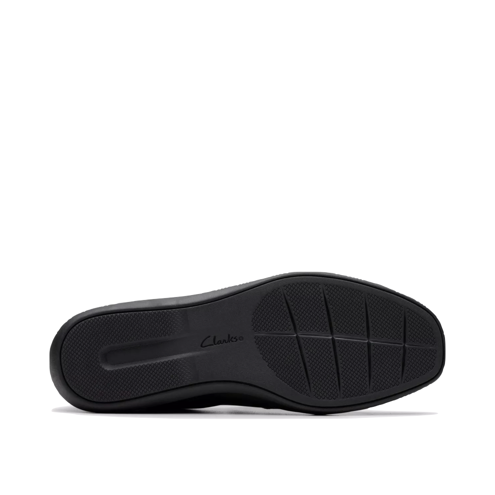 Bottom view of Clarks Lynell Leather Slip On for women.