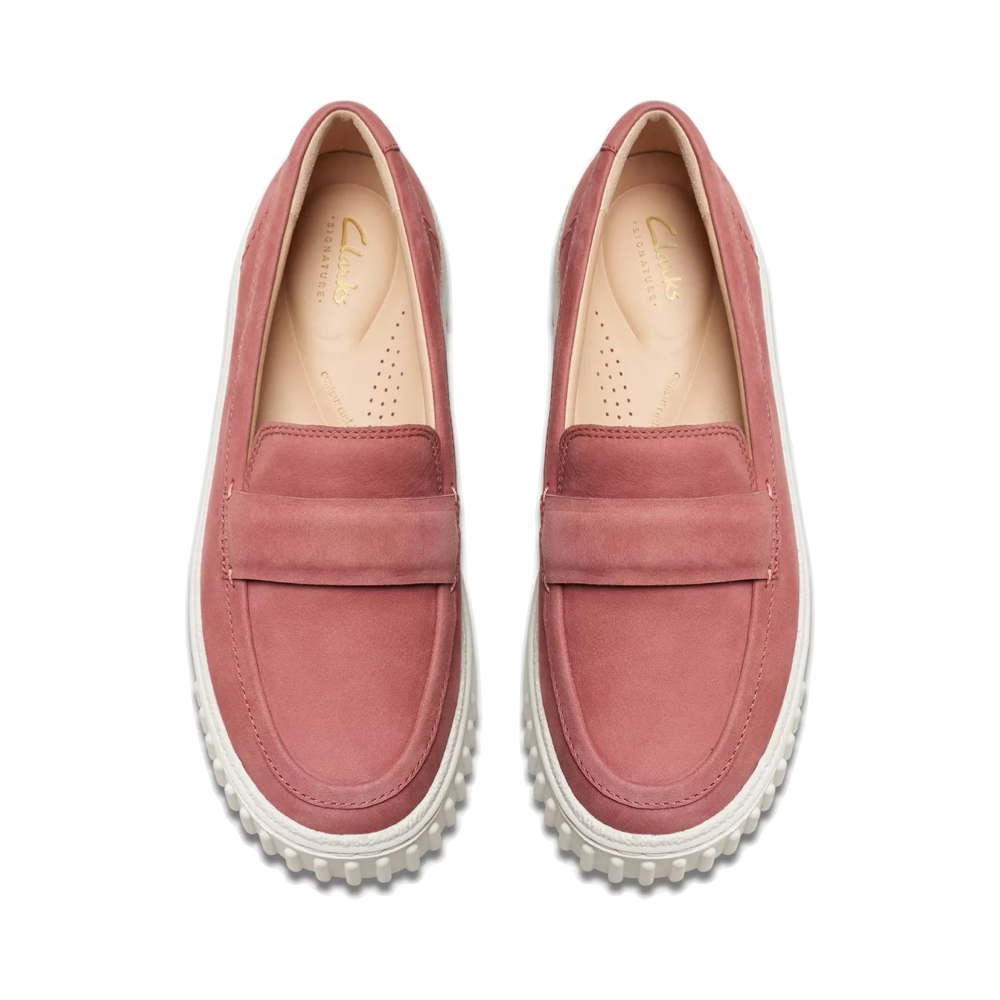 Top-down view of Clarks Mayhill Cove Nubuck Loafers for women.