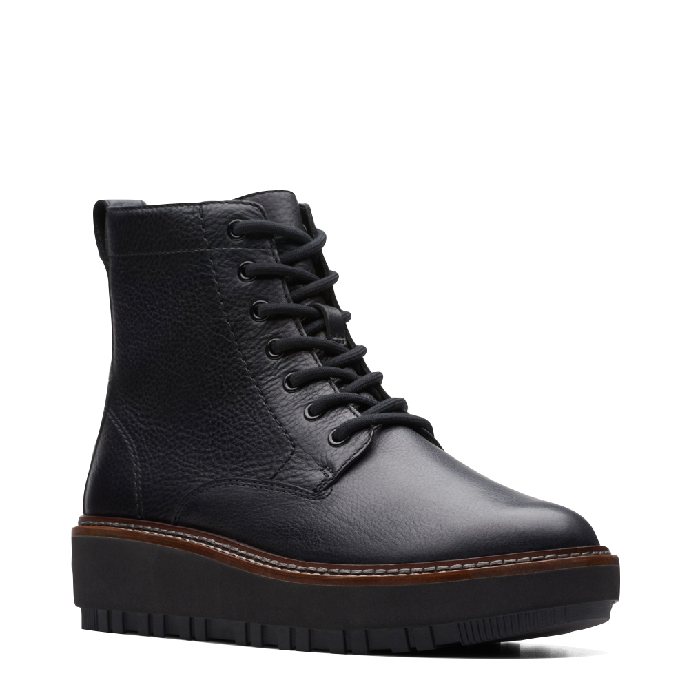 Clarks Women s Orianna Leather Lace Boot in Black