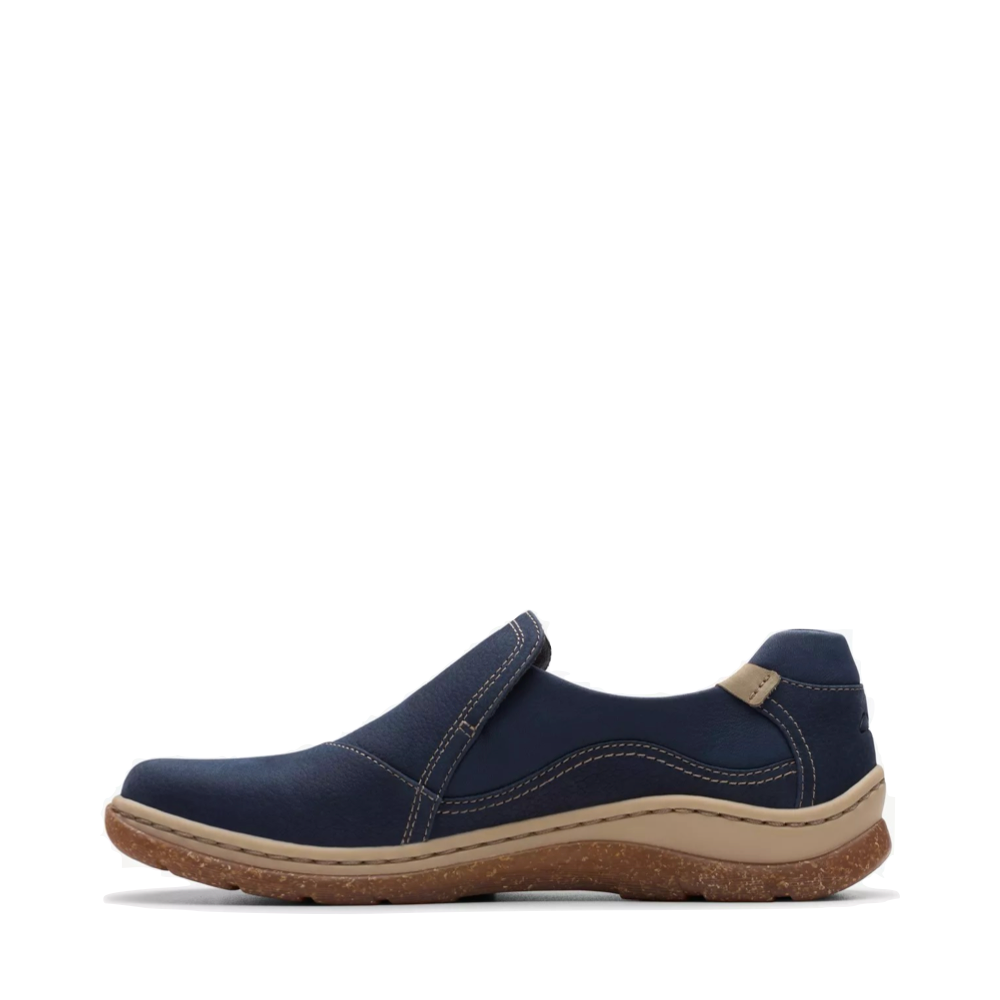 Side (left) view of Clarks Orlene Slip On for women.