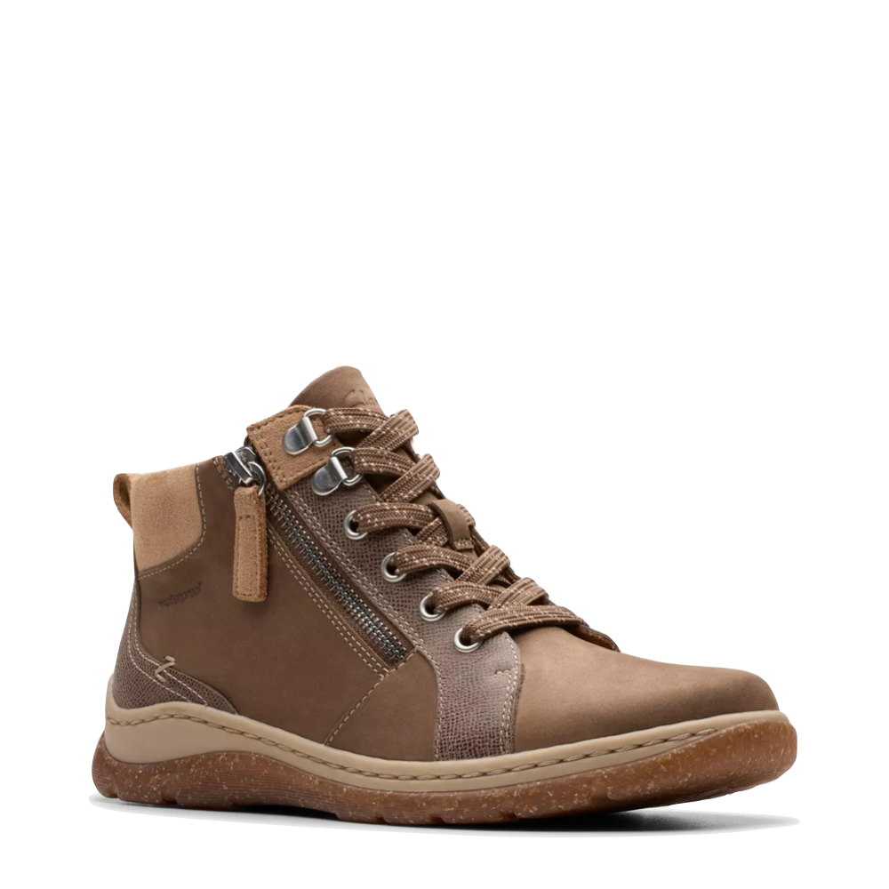 Mudguard and Toe view of Clarks Orlene Top Waterproof Boots for women.