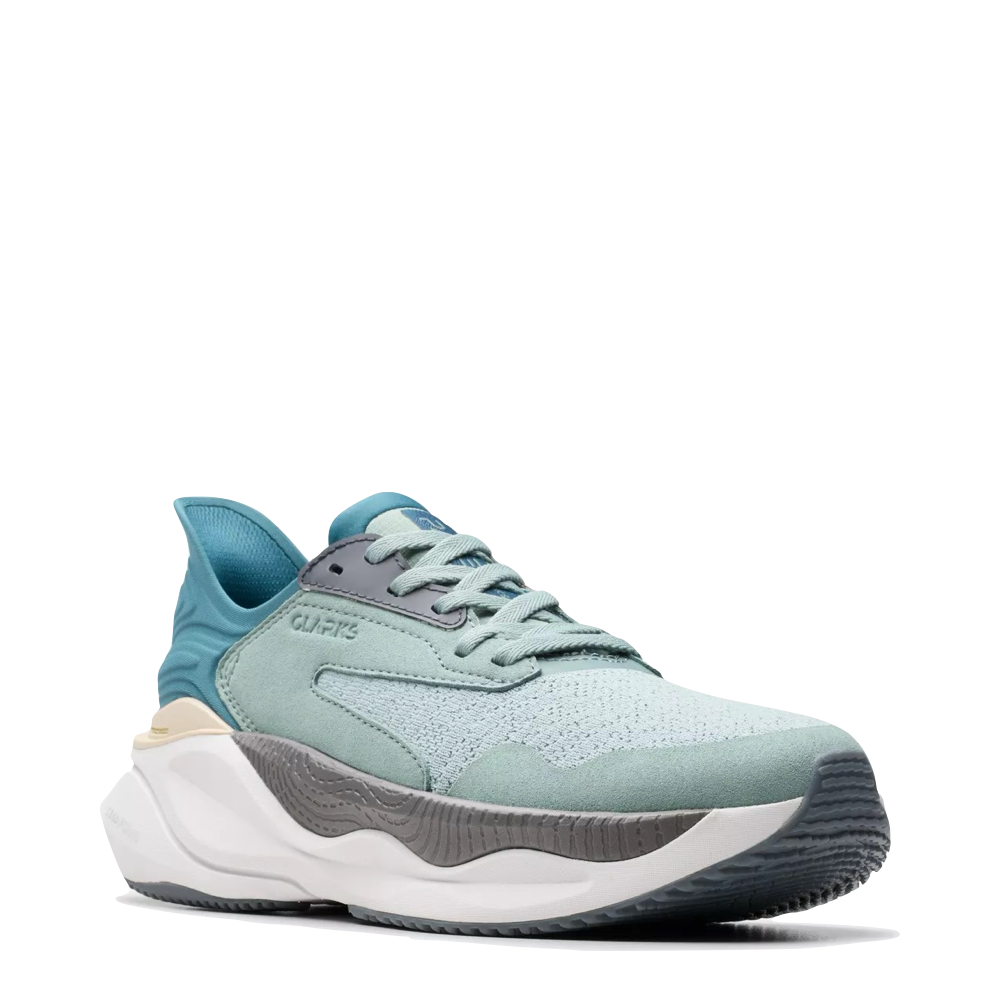 Mudguard and Toe view of Clarks Pace Sneaker for women.