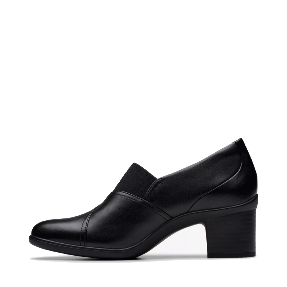 Side (left) view of Clarks Shaya Tess Heeled Shoe for women.