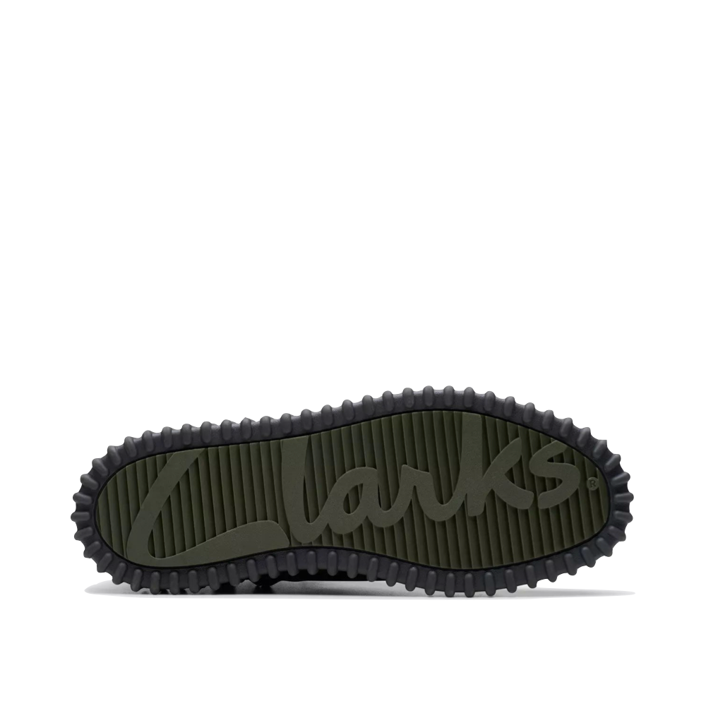 Bottom view of Clarks Torhill Rise Side Zip Lace Boot for women.