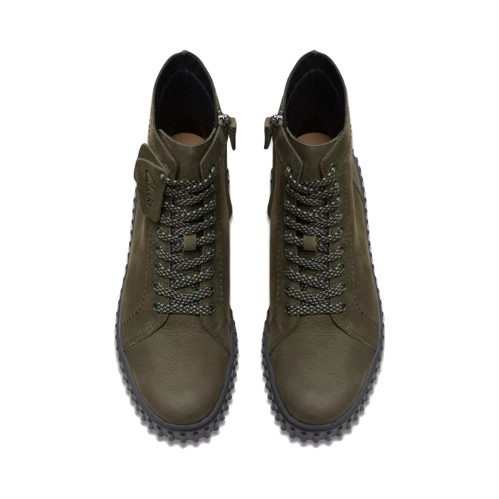 Top-down view of Clarks Torhill Rise Side Zip Lace Boot for women.