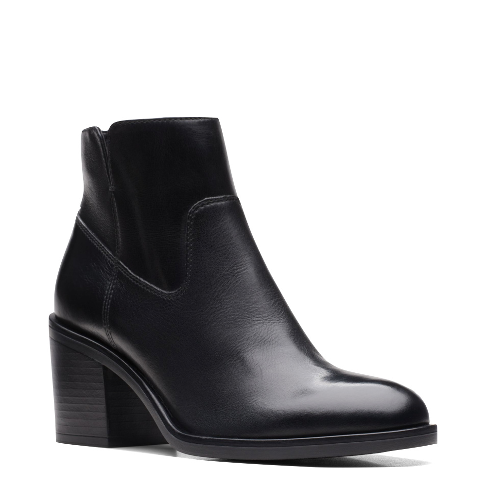 Clarks Women s Valvestino Lo Leather Side Zip Heeled Ankle Boot in