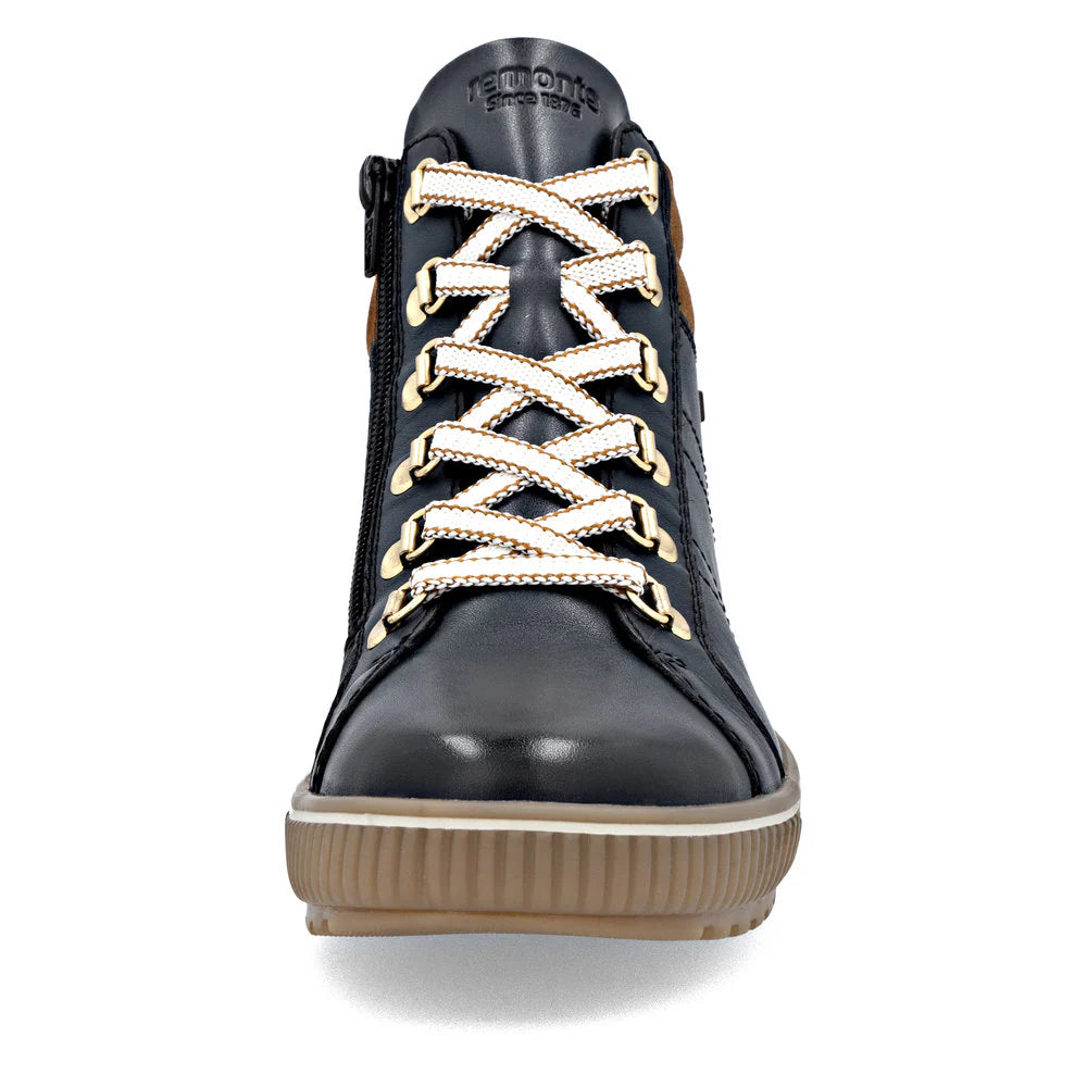 Remote Women's Maditta 81 Mid Side Zip Lace Waterproof Boot in Pazifik Navy