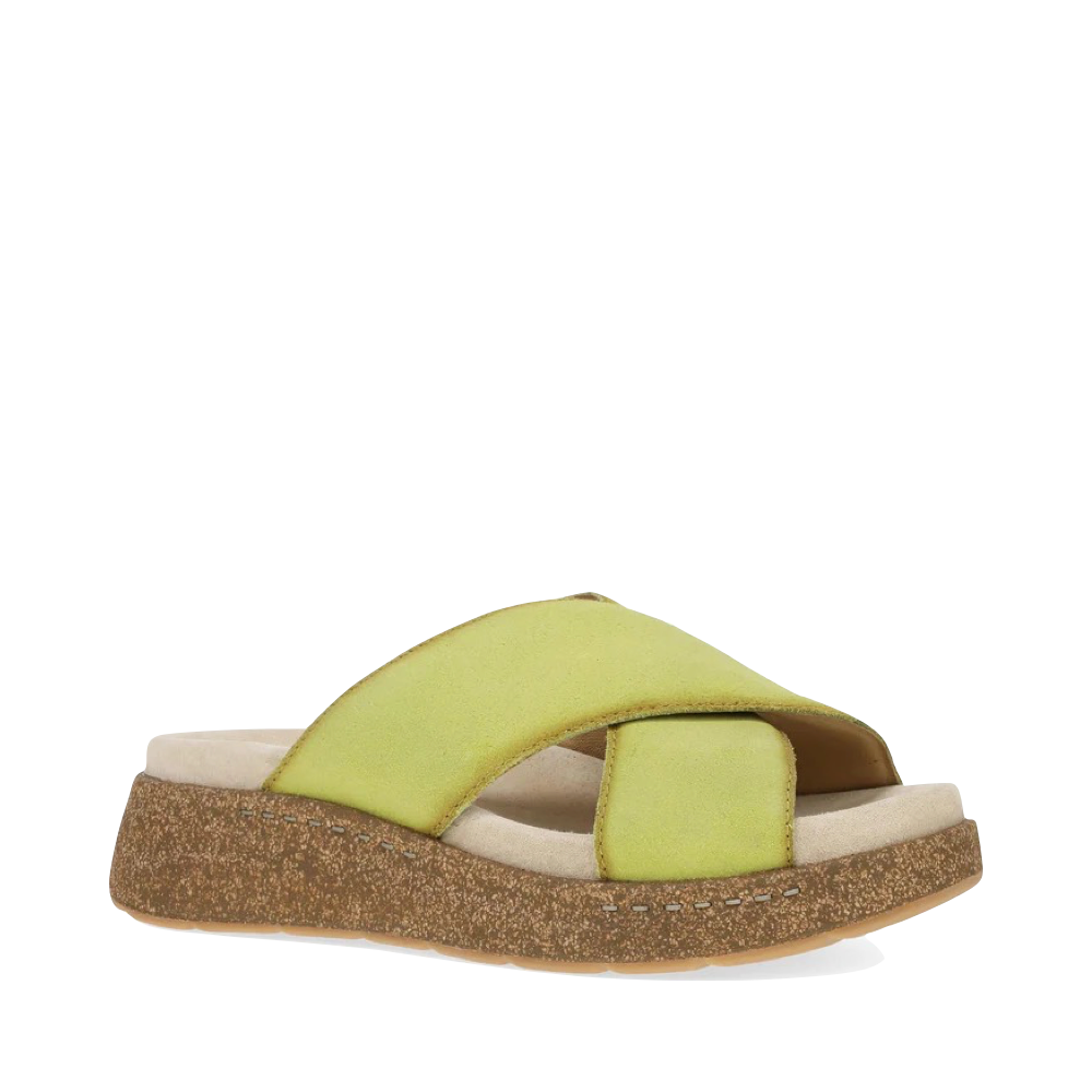 Toe view of Dansko Bridget Leather Platform Slide Sandal for women.