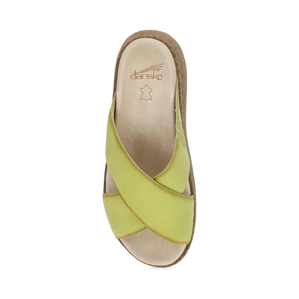 Top-down view of Dansko Bridget Leather Platform Slide Sandal for women.