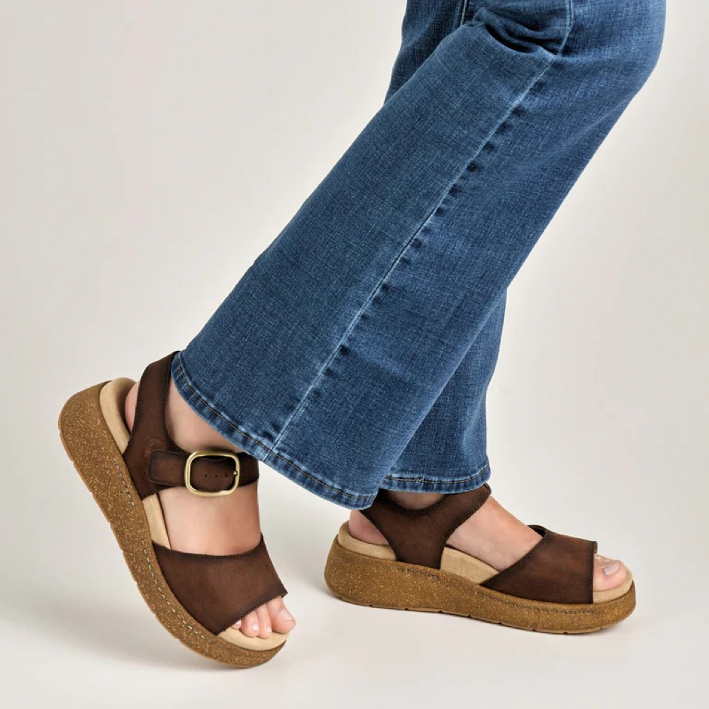 Model view of Dansko Dianca Leather Platform Sandal for women.