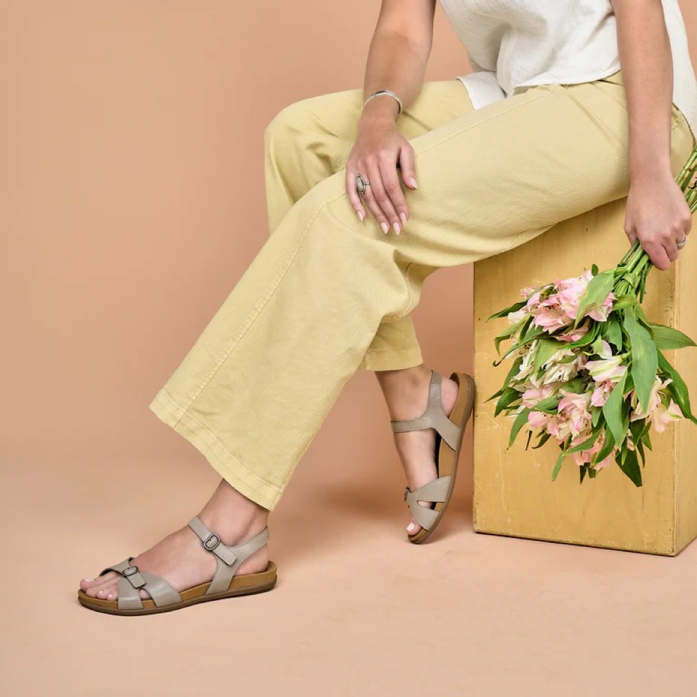 Model view of Dansko Judith Leather Sandal for women.