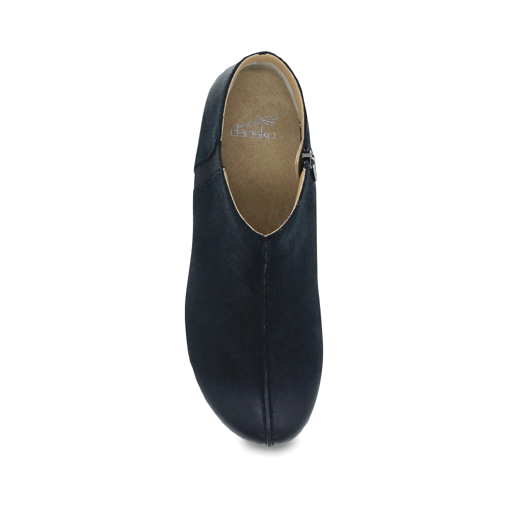 Top-down view of Dansko Makara Side Zip Burnished Suede Boot for women.