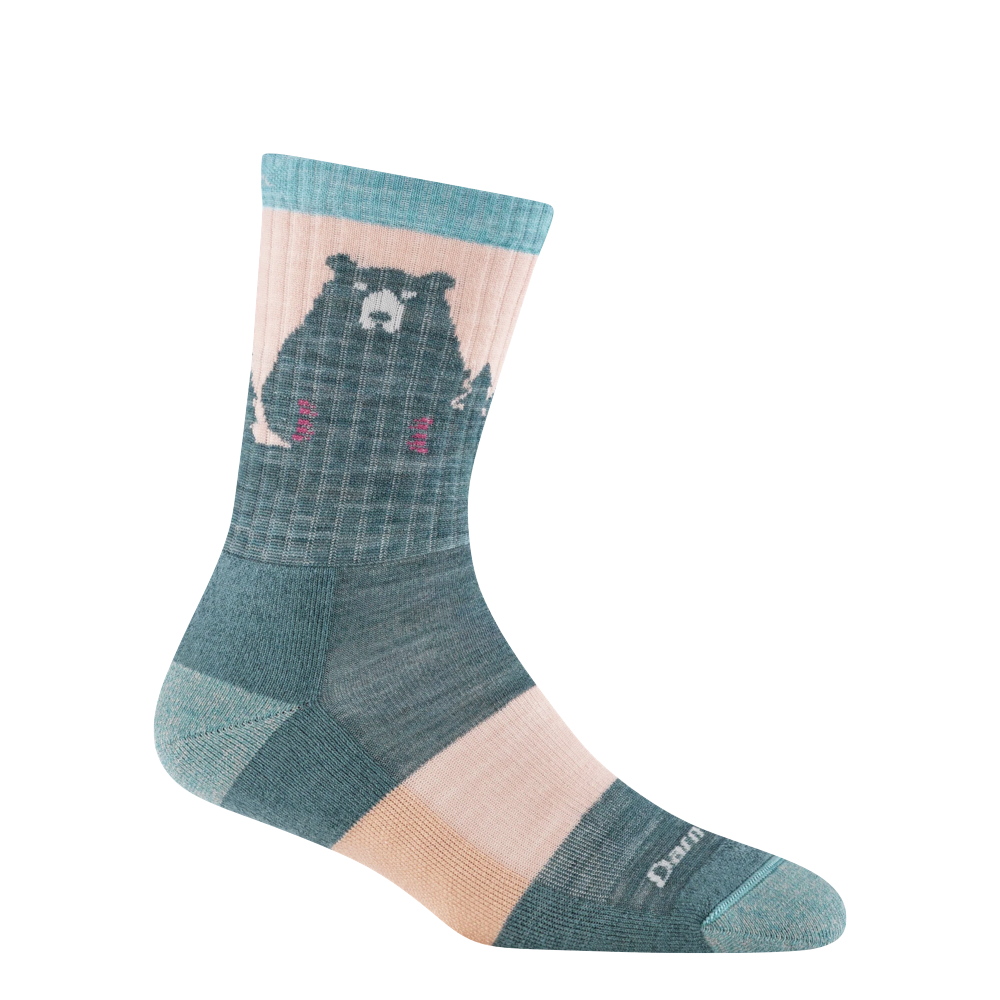 Side (right) view of Darn Tough Bear Town Micro Crew Lightweight Hiking Sock for women.