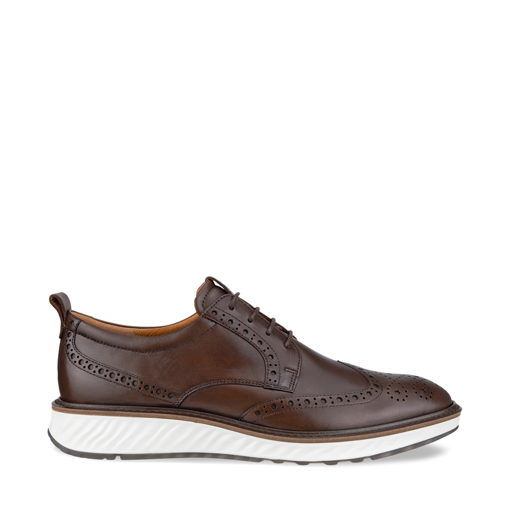Ecco Men s ST. 1 Hybrid Wingtip Leather Lace Dress Shoe in Cocoa Brown