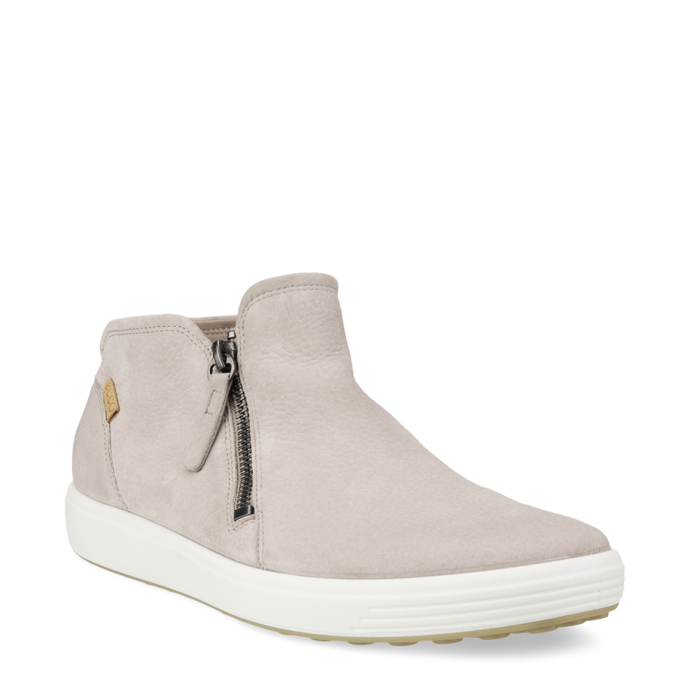 Mudguard and Toe view of Ecco Soft 7 Zip Bootie Sneaker for women.