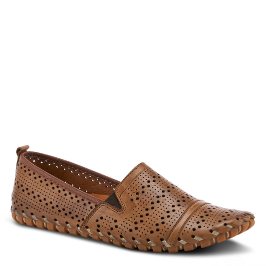 Spring Step Women's Fredia Perfed Slip On Leather Loafer in Brown