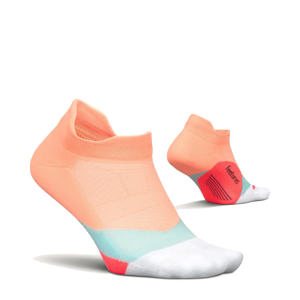 Side (right) and bottom view of Feetures Elite Light Cushion No Show Tab Sock.