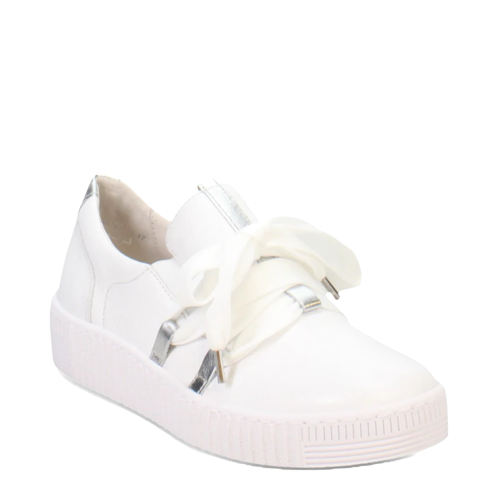 Mudguard and Toe view of Gabor Bow Sneaker for women.